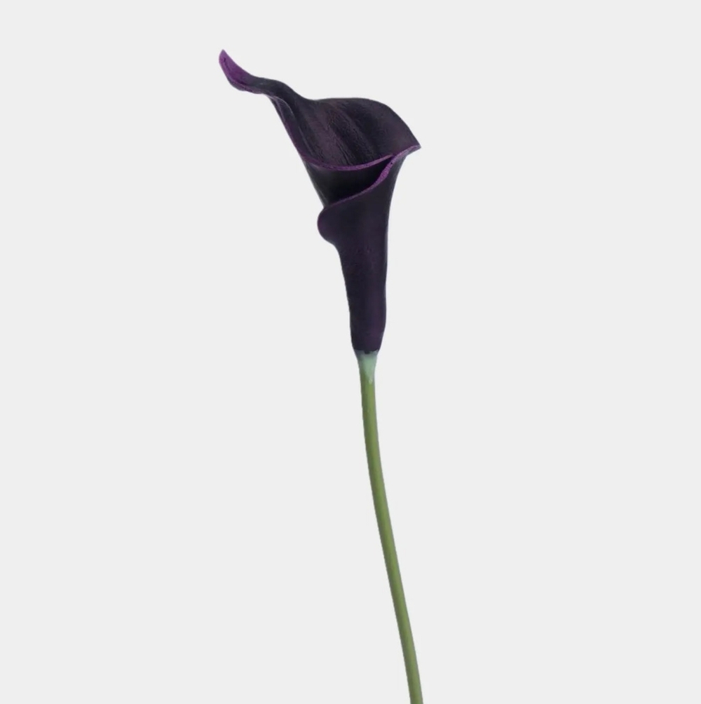 Bundle Of 3 Real Touch Faux Calla Lily Stem –Dark Purple 20.9″ Amoria Bloom